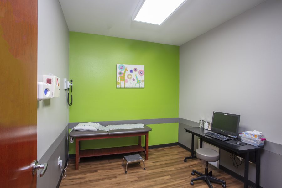 Bright exam room.